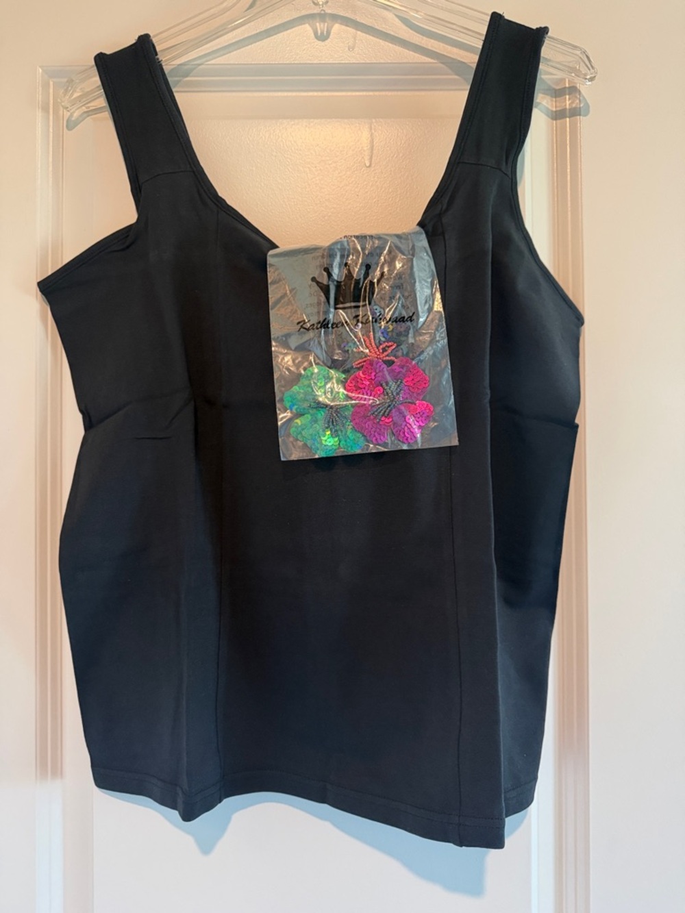 Kathleen Kirkwood Black Square-Neck Tank with Wide Straps